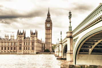 The Big Ben, the House of Parliament and the Westminster Bridge