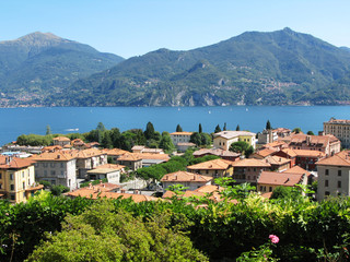 Menaggio town against famous Italian lake Como ..