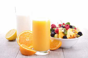 orange juice and fruits