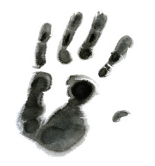 Black hand on white background