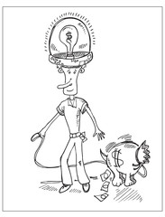 Idea Man with pooping Money Bag