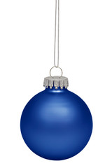 Blue christmas bauble isolated on white