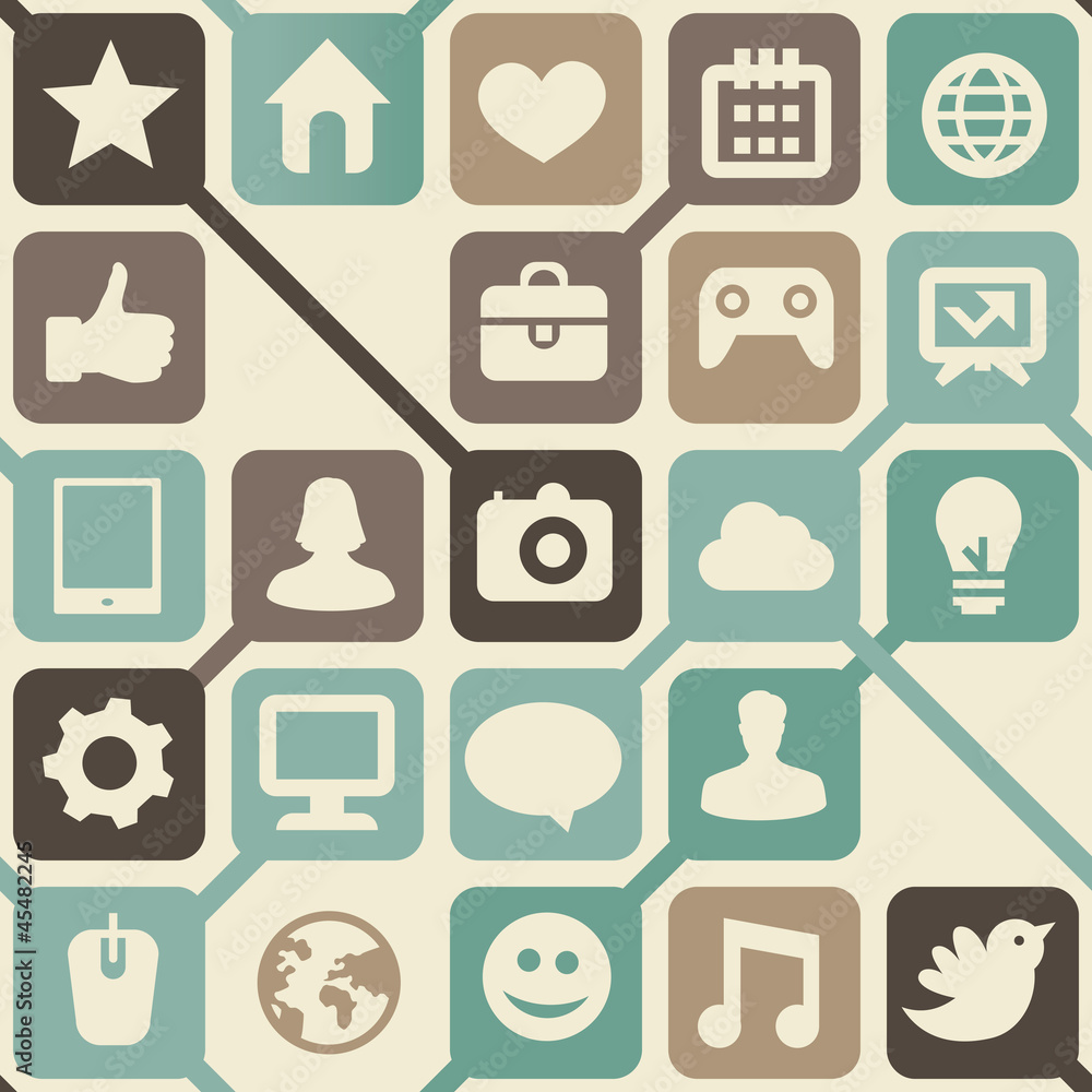 Poster vector seamless pattern with social media icons