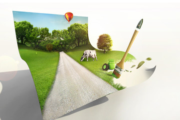 green eco concept country landscape