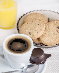 Chocolate Chip Cookies with Cup of Coffee