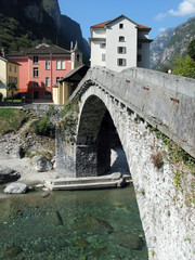 Ancient stone bridge in Bignasca, Southern Switzerland