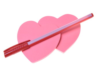 Cards on the message in the shape of heart