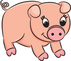 Cartoon pig. Vector illustration