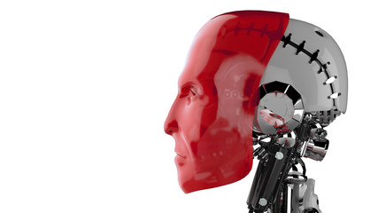 Cyborg Kopf Rot - Seitenansicht