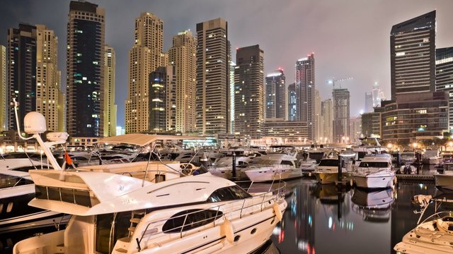 Dubai Marina Yacht Club Clouds 4K