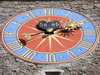 Ancient clock. Lucerne, Switzerland