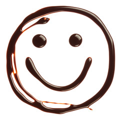 Smiley face made of chocolate syrup