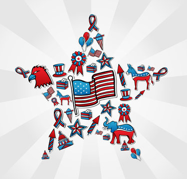 USA elections icon set in star