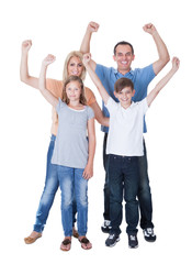 Portrait Of Happy Family On White Background