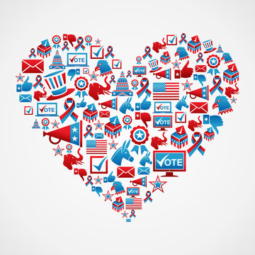 US elections icons heart shape