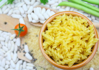 pâtes,haricots blancs,riz
