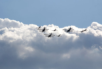 KYIV, UKRAINE - SEPTEMBER 29: WW2 planes during  Airshow