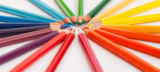 Color pencils in rainbow colors