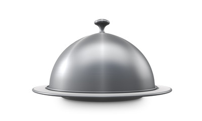 Restaurant steel serving tray isolated on white