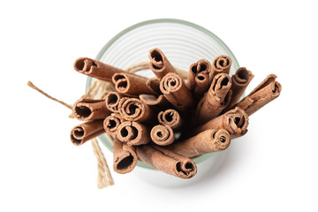 tied sticks of cinnamon in the glass