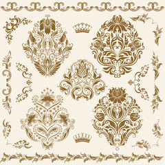 Set of vector damask ornaments.