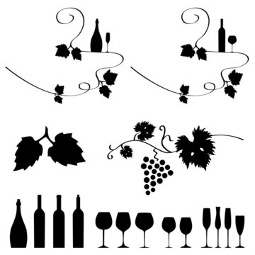 Wein Weinreben Weinflaschen Weingl&auml;ser