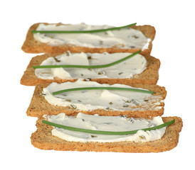 melba toast and cream cheese