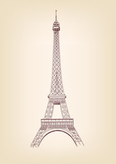 Eiffel tower drawing vintage vector illustration  isolated