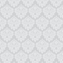 Silver Damask pattern design vintage style.