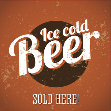 Vintage metal sign - Ice cold beer - Sold here!