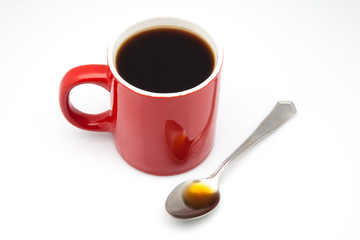 taza roja de cafe
