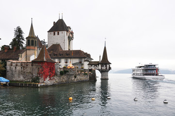 Oberhofen Castle on the lake of Thun, Switzerland