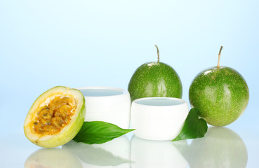 green passion fruit with cosmetical cream