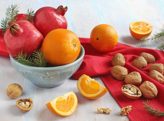 Oranges, pomegranates and walnuts