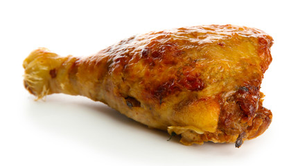 Roast chicken, isolated on white