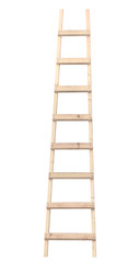 Wooden ladder vertical isolated stepladder closeup