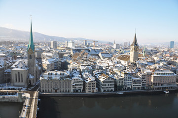 Obraz premium Winter view of Zurich