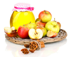 Honey and apples with cinnamon