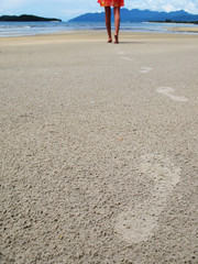 Footmarks on a sandy beach