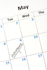 Notes on the calendar, close-up