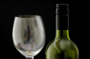 Bottle of wine and a wine glass