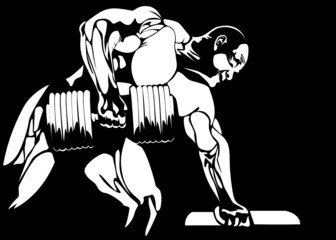 contour of the athlete on the black background. vector