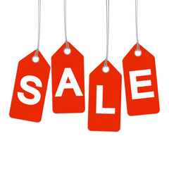 4 rote Anhänger mit SALE