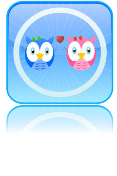 Vector button with owls