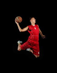 Basketball player with a ball