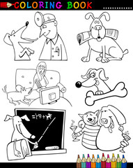 Cartoon Dogs for Coloring Book or Page