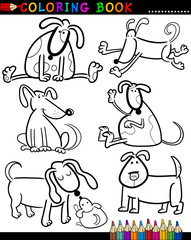 Cartoon Dogs for Coloring Book or Page