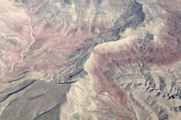Aerial view on mountains from an airplane