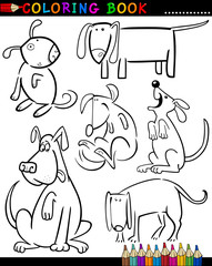 Cartoon Dogs for Coloring Book or Page