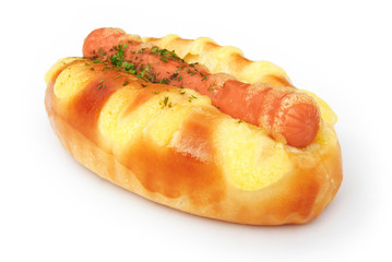 hot dog over white background